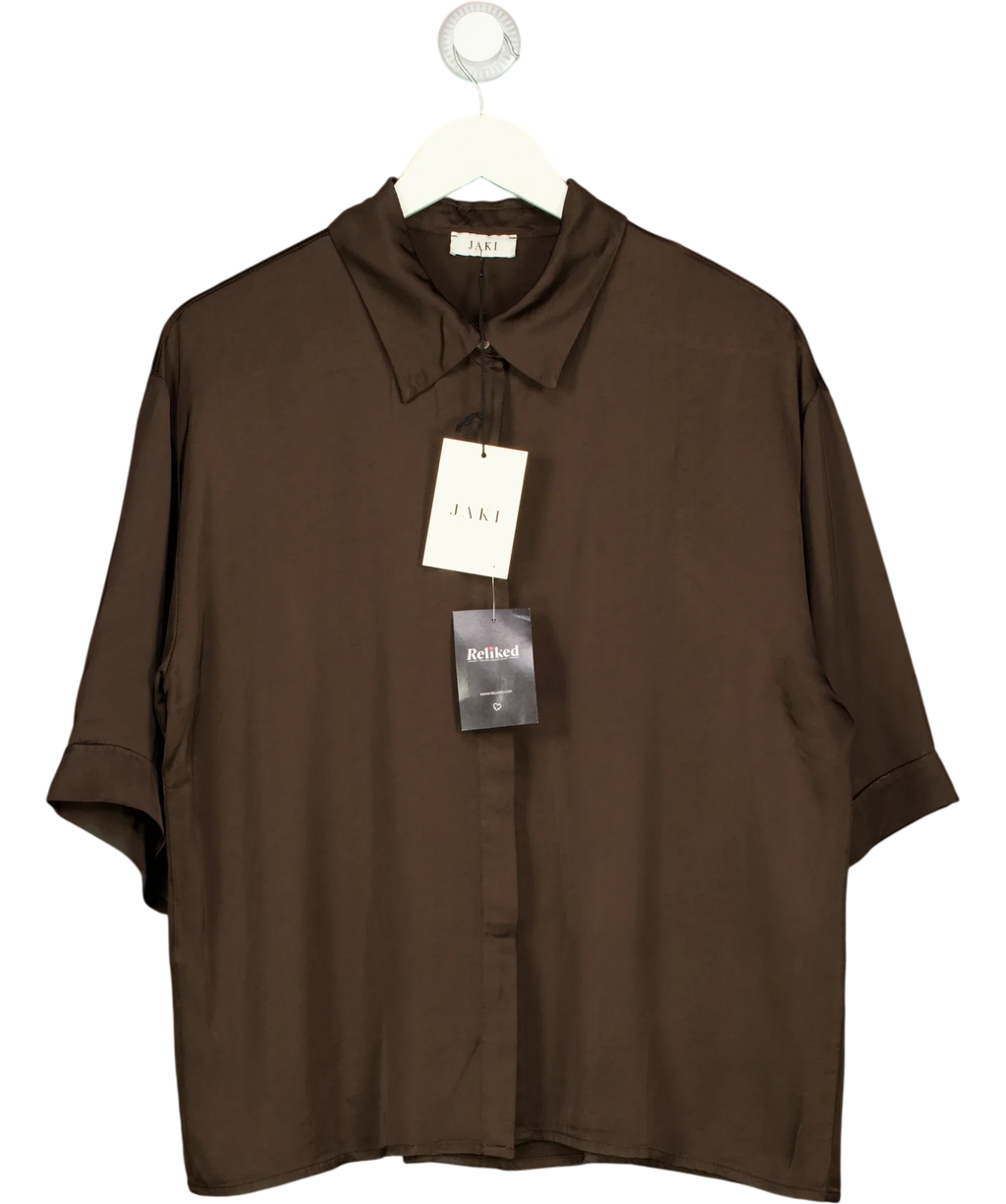 JAKI Brown Rhea Satin Shirt, size UK XL — front