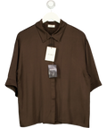 JAKI Brown Rhea Satin Shirt, size UK XL — front