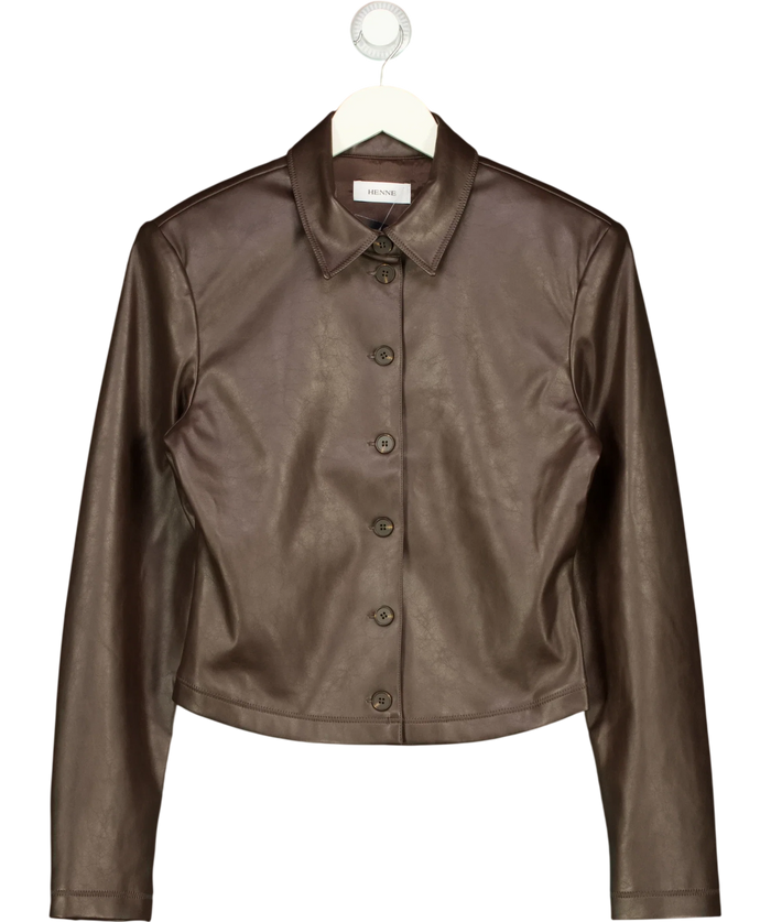 Henne Brown Smooth Leather look Daria Shirt UK 8