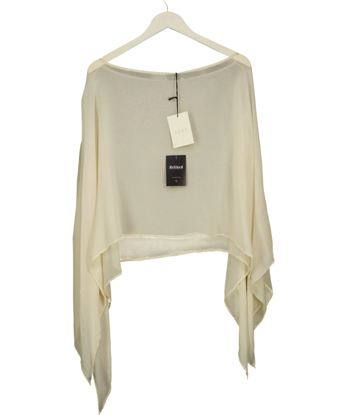 JAKI LONDON Cream Emberly Lightweight Poncho, size UK L/XL — front
