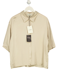 JAKI LONDON Beige Rhea Satin Shirt, size UK XL — front