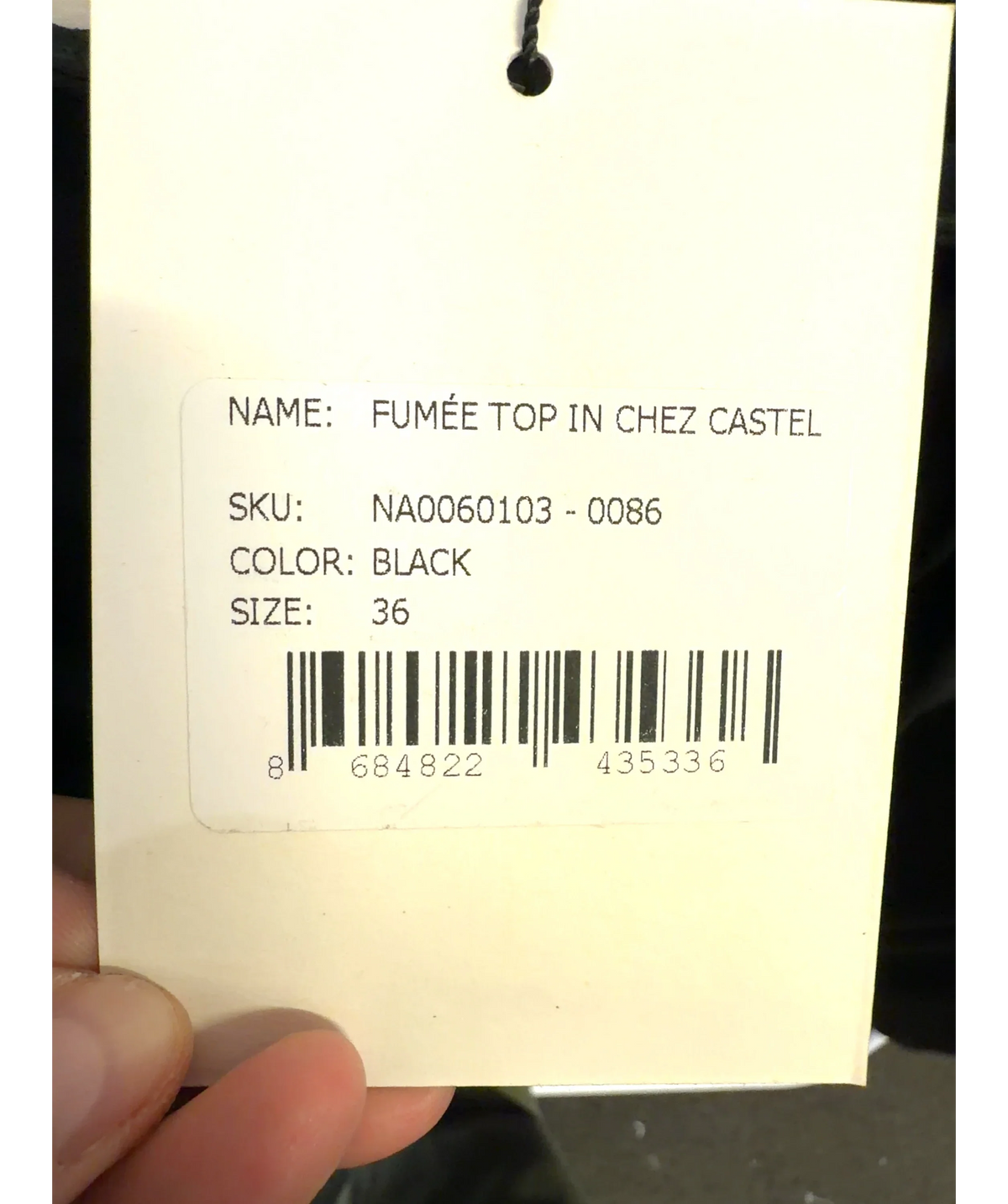 The New Arrivals Ilkyaz Ozel Black FUMÉE TOP IN CHEZ CASTEL, size UK 8 — label