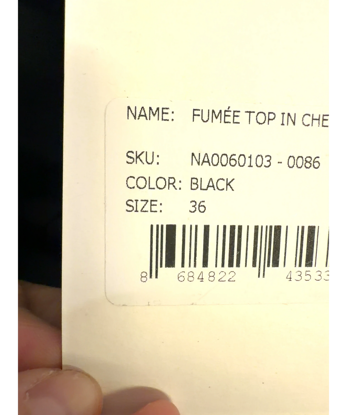 The New Arrivals Ilkyaz Ozel Black FUMÉE TOP IN CHEZ CASTEL, size UK 8 — care label