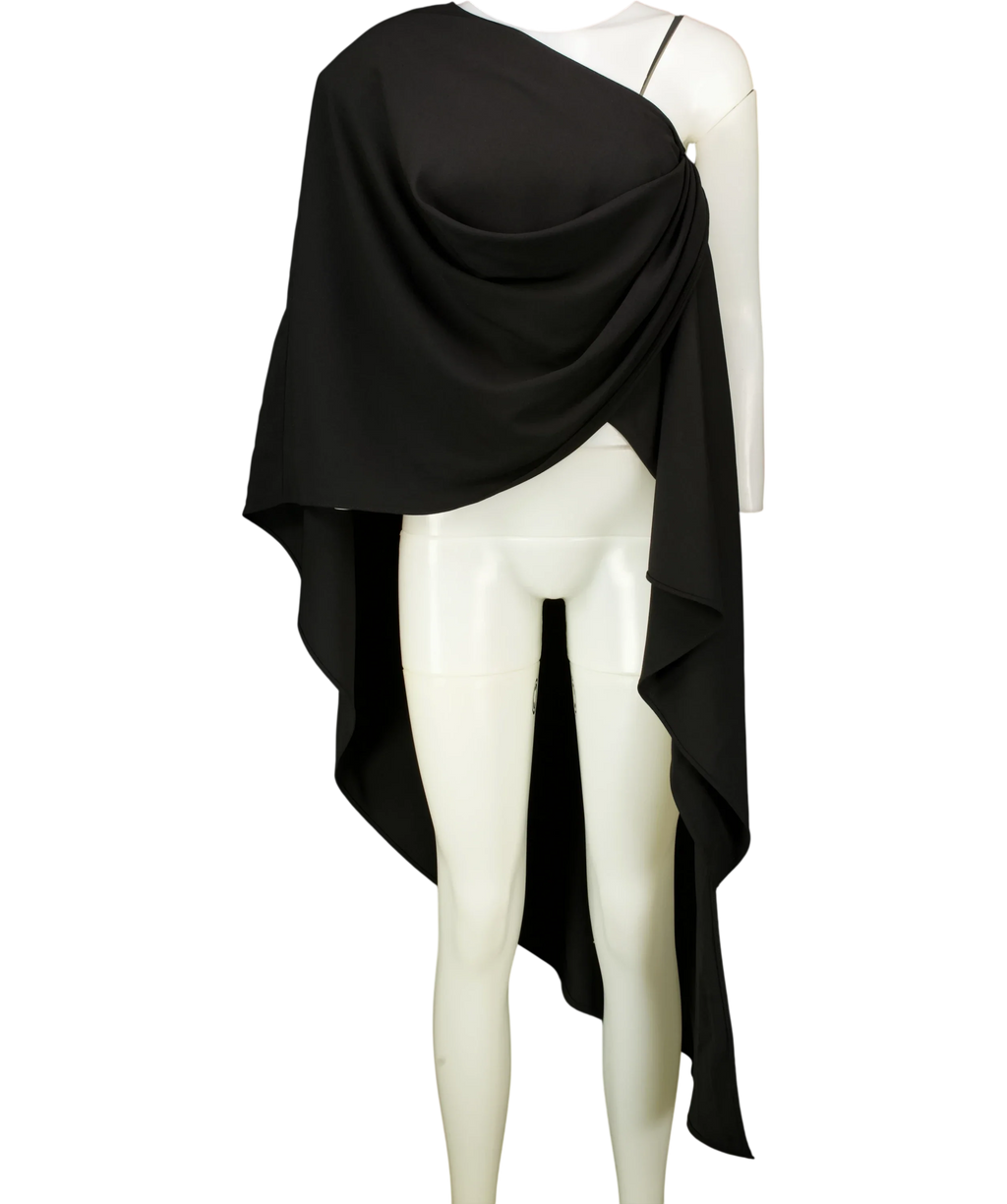The New Arrivals Ilkyaz Ozel Black FUMÉE TOP IN CHEZ CASTEL, size UK 8 — front