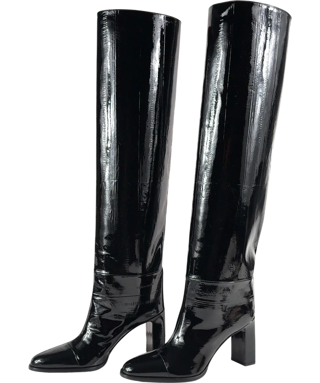 Jimmy Choo Black Caly Over The Knee 85, size UK 6 EU 39 👠 — front