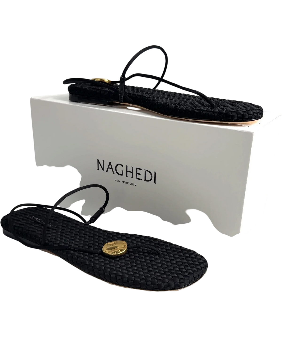 NAGHEDI Black Gaia Sandal, size UK 6 EU 39 👠 — front