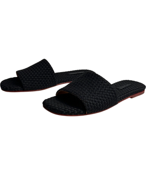 Naghedi St.Barths Woven Neoprene Slide Sandals -  Black UK 6