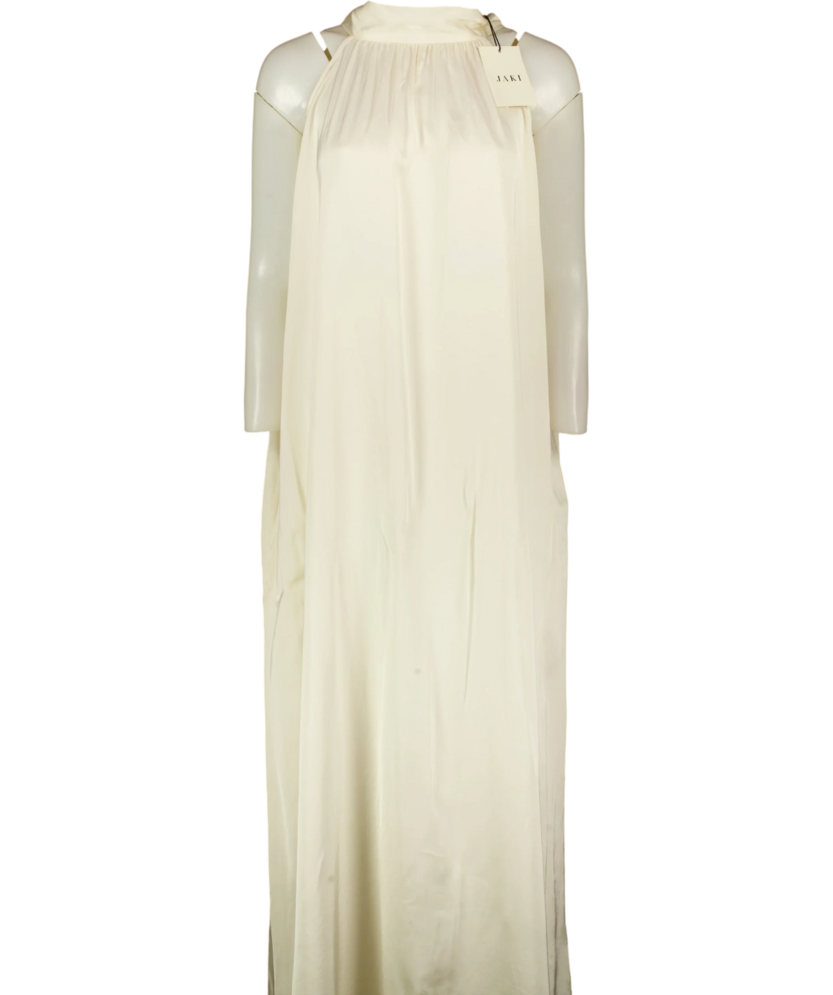 JAKI LONDON Cream Ruby Halterneck Satin Dress, size UK XL — front