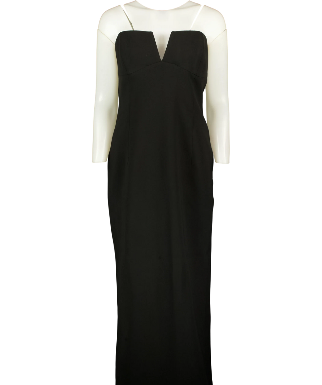 The New Arrivals Ilkyaz Ozel Black Ecliptica strapless gown & Asymmetric Cape set  UK 12 — Front
