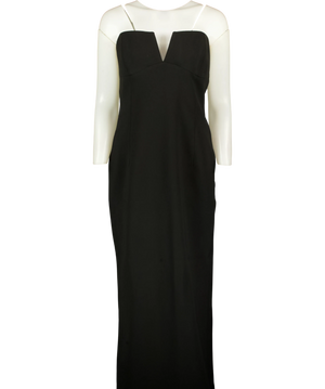 The New Arrivals Ilkyaz Ozel Black Ecliptica strapless gown & Asymmetric Cape set  UK 12