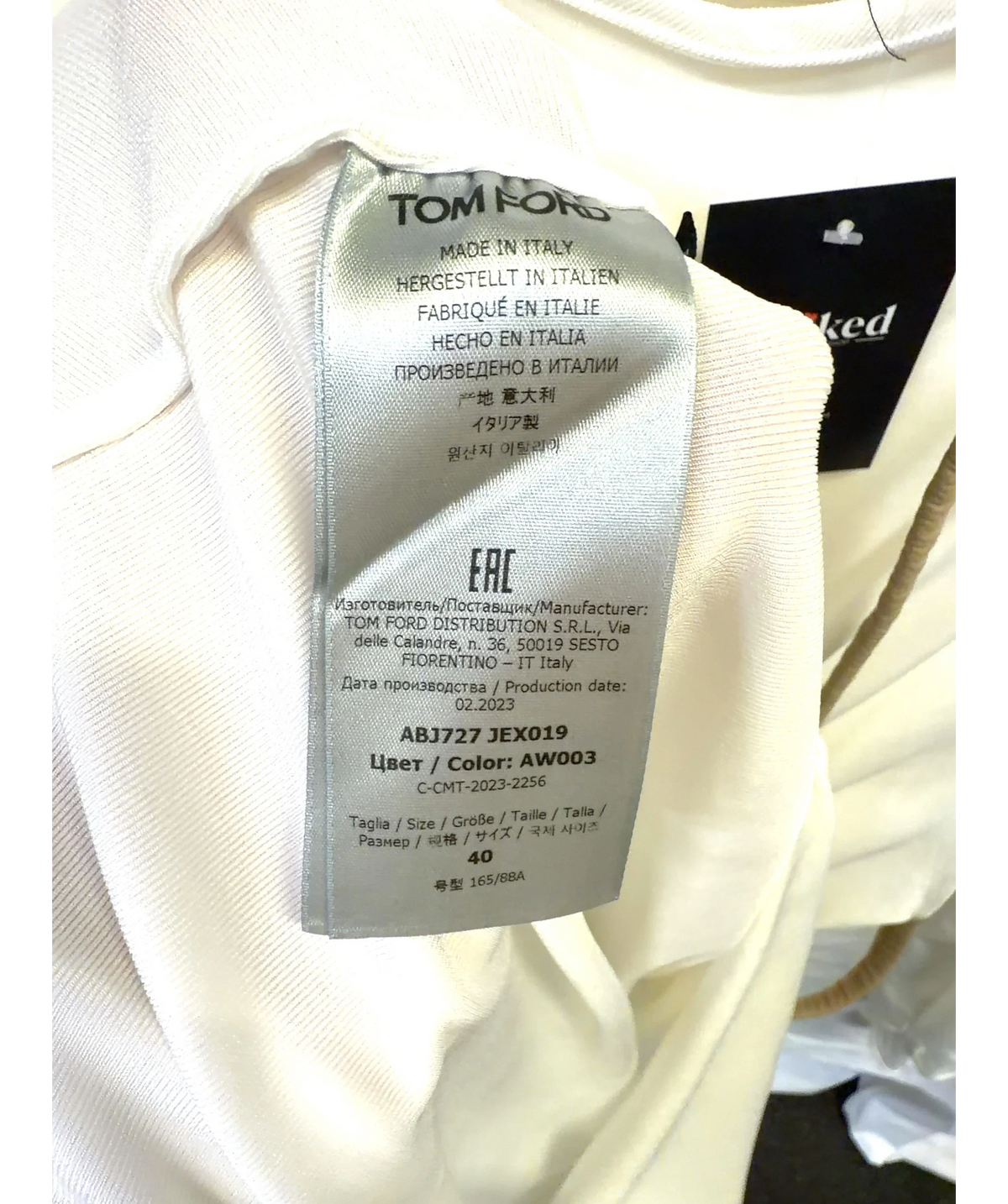 Tom Ford White cutout gathered midi dress, size UK 8 — label