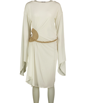 Tom Ford Ivory white Cutout Gathered Midi Dress IT40 UK 8