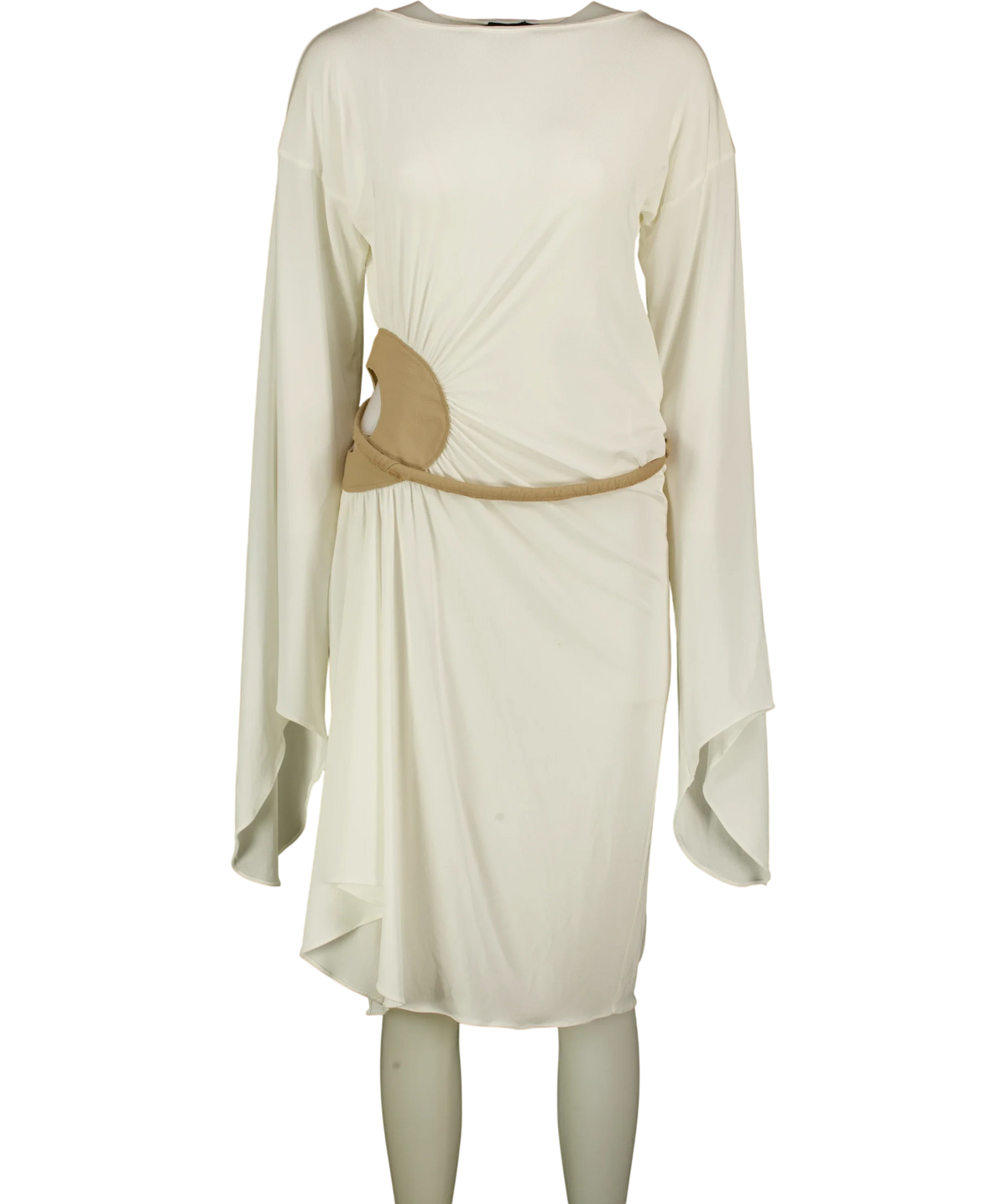 Tom Ford White cutout gathered midi dress, size UK 8 — front