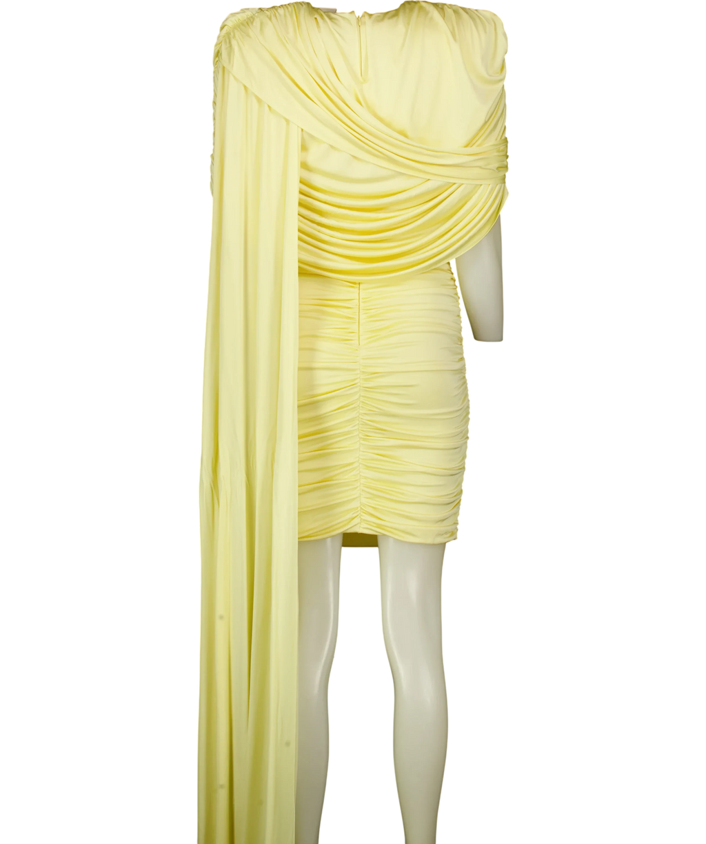 The New Arrivals Ilkyaz Ozel Yellow Khara mini dress, size UK 12 — back