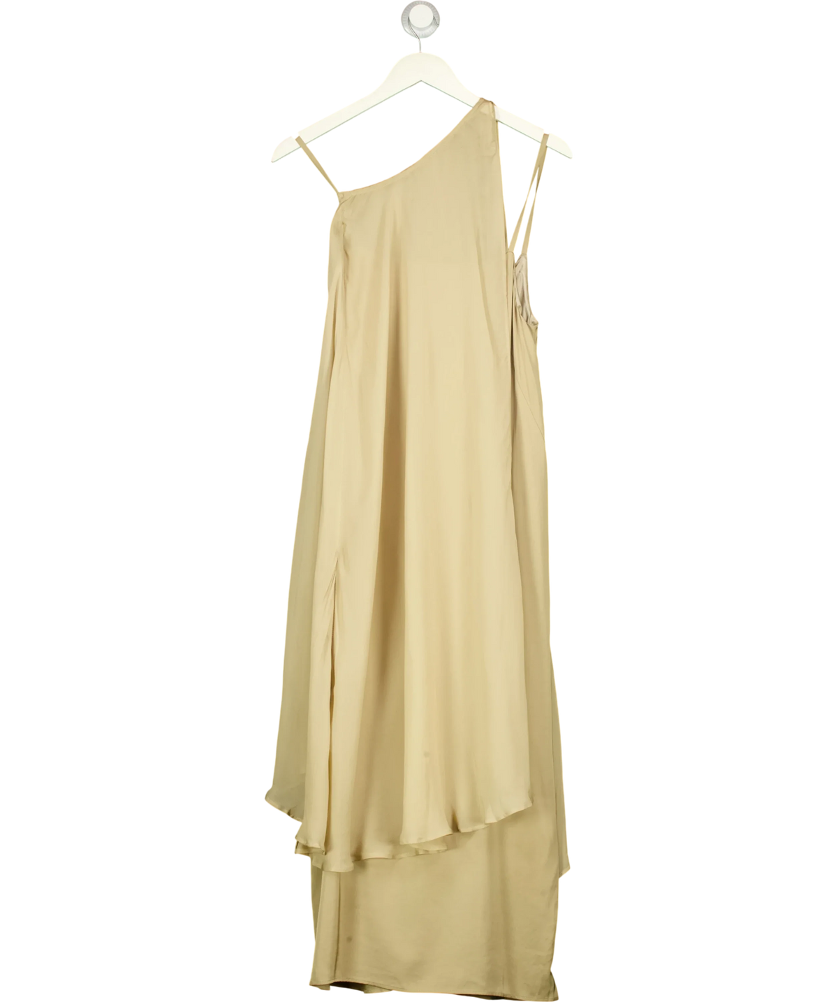 HOUSE OF DAGMAR Beige asymmetric midi dress — front