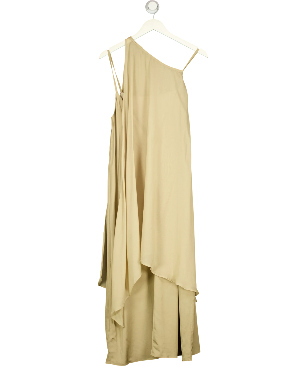 HOUSE OF DAGMAR Beige asymmetric midi dress — back