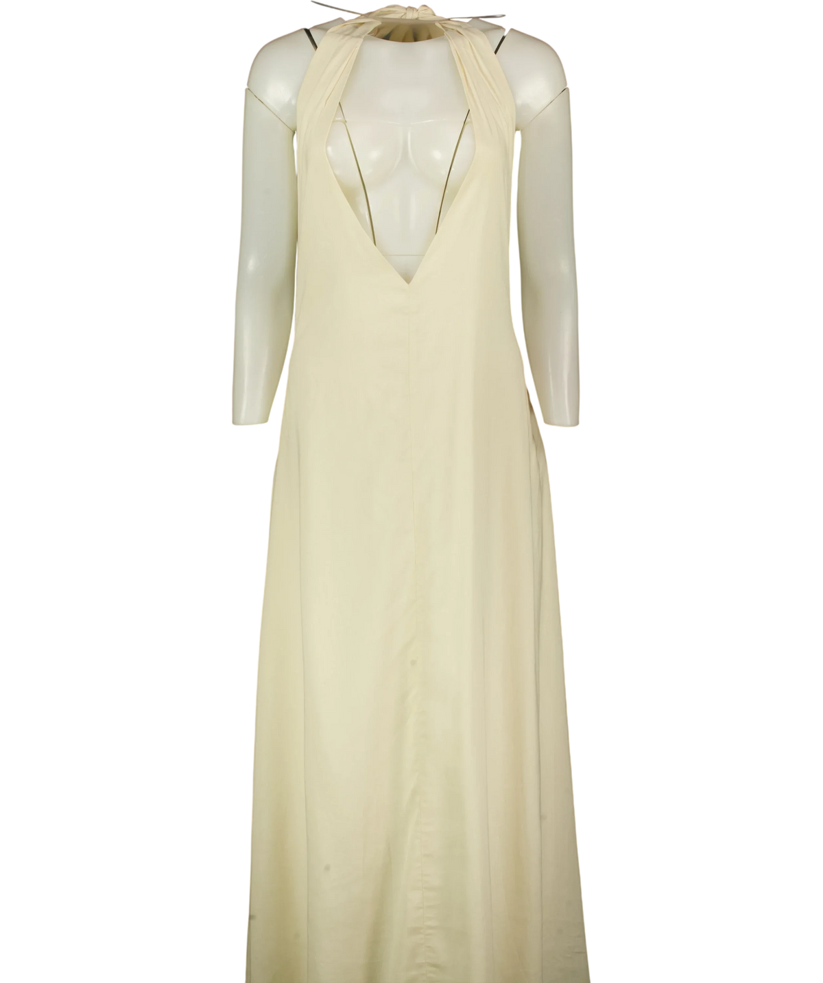 NIA Cream Halter Maxi Dress, size UK L — front