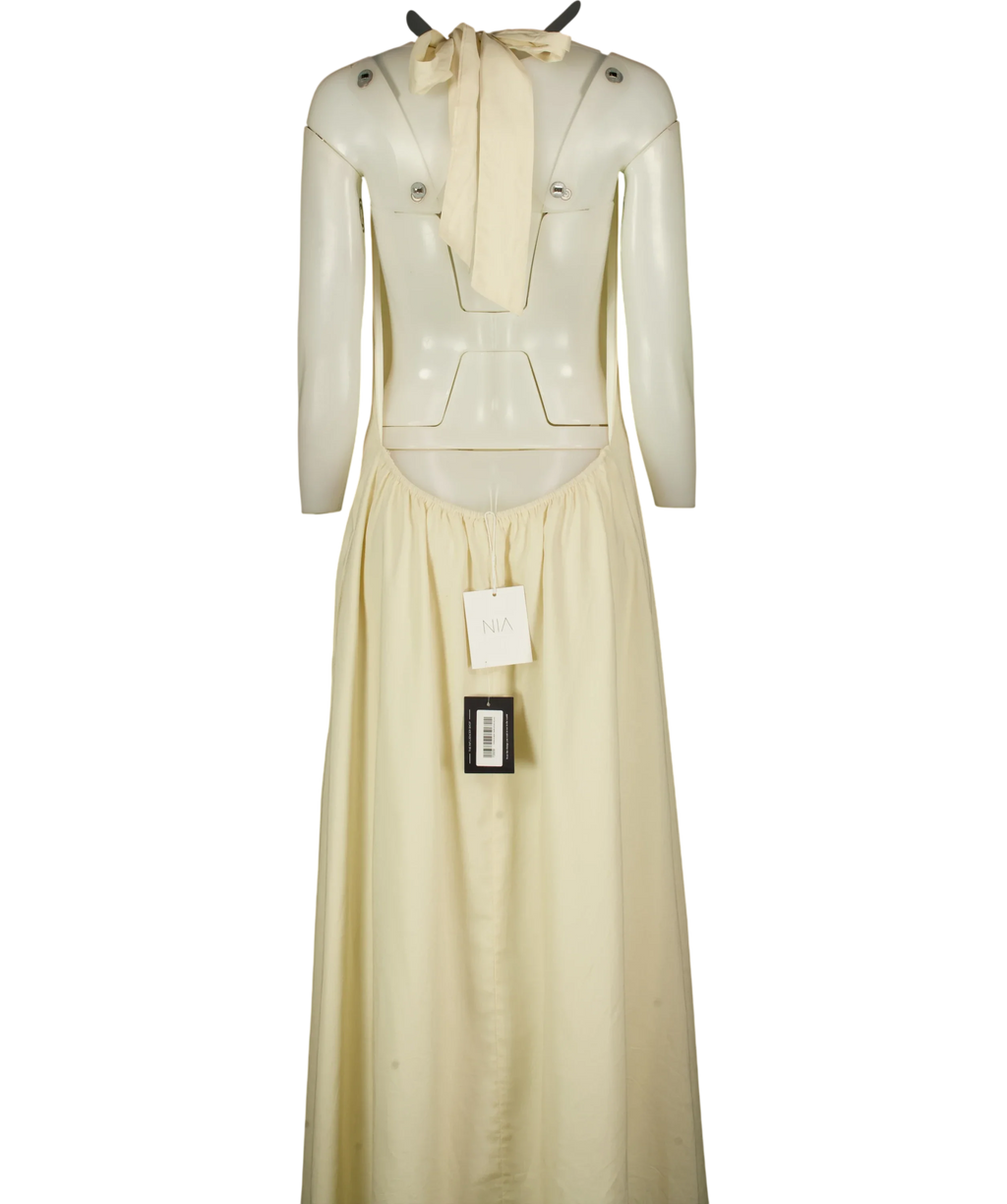 NIA Cream Halter Maxi Dress, size UK L — back