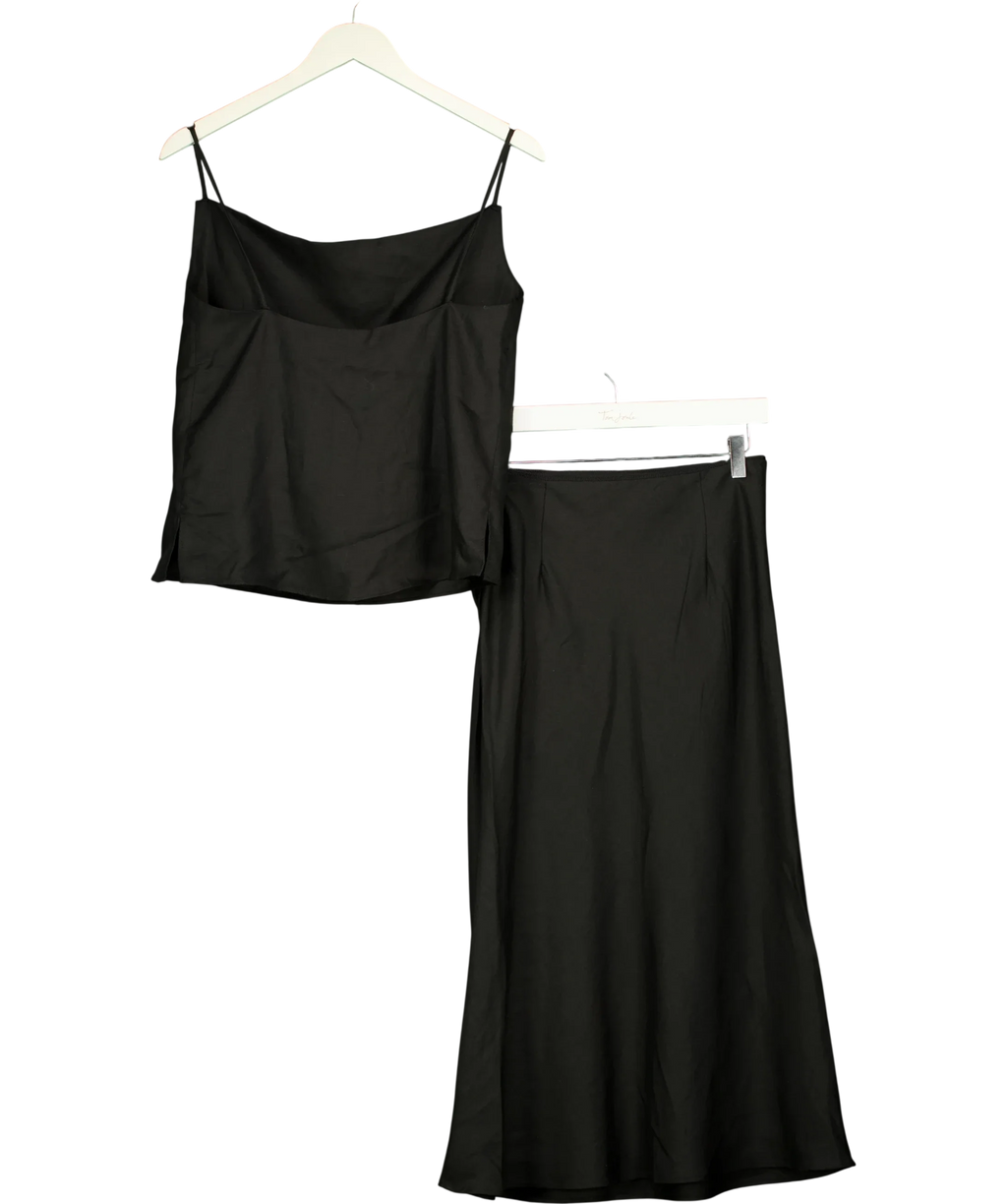 Dagmar Black Draped Midi Skirt, size UK 8 — back