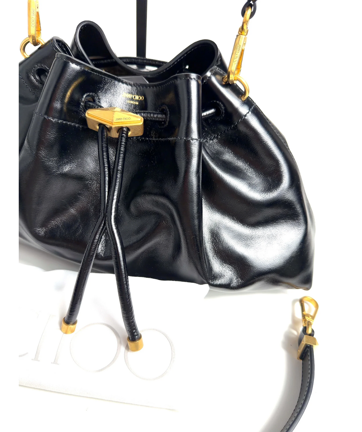 Jimmy Choo Black Cinch Small — fabric detail
