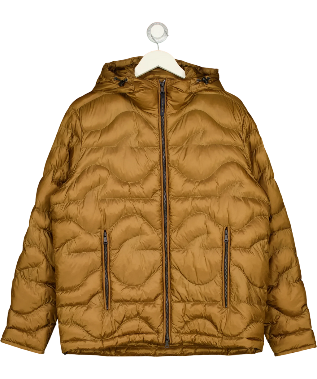 Paul & Shark Brown Wave-Pattern Quilted Primaloft Puffer Jacket, size UK S — front
