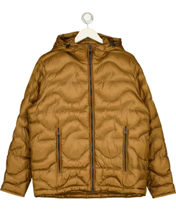 Paul & Shark Brown Wave-Pattern Quilted Primaloft Puffer Jacket, size UK S — front