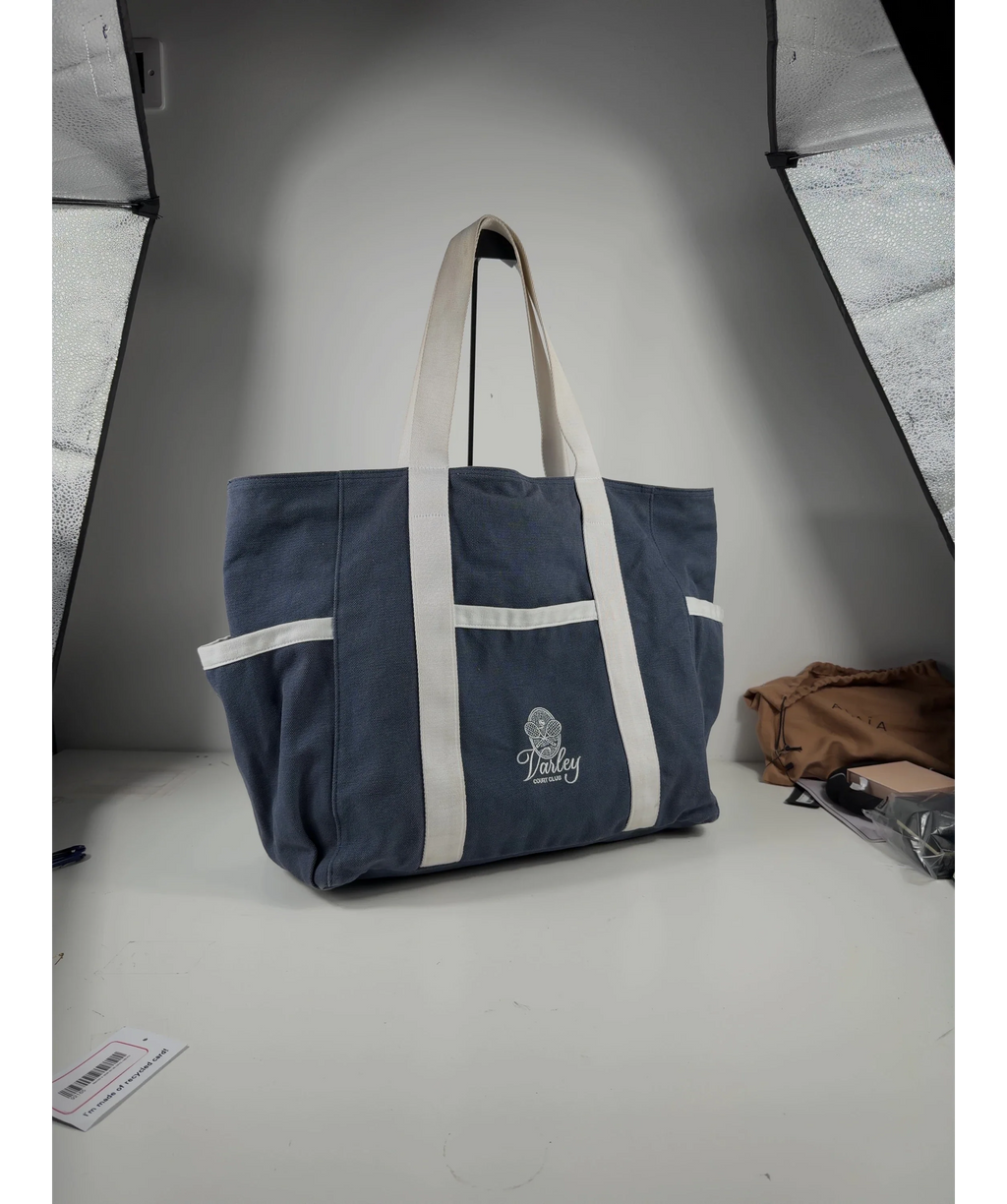 Varley Blue Fairhaven Large Club Tote Bag — fabric detail