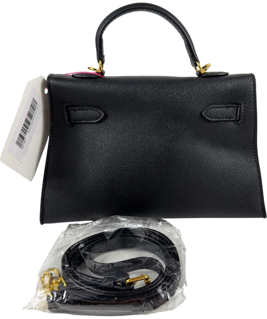 OLIVIA'S SALES Black 'Lluvia' Top Handle Satchel Mini Tote Bag with Turn-Lock Closure — detail
