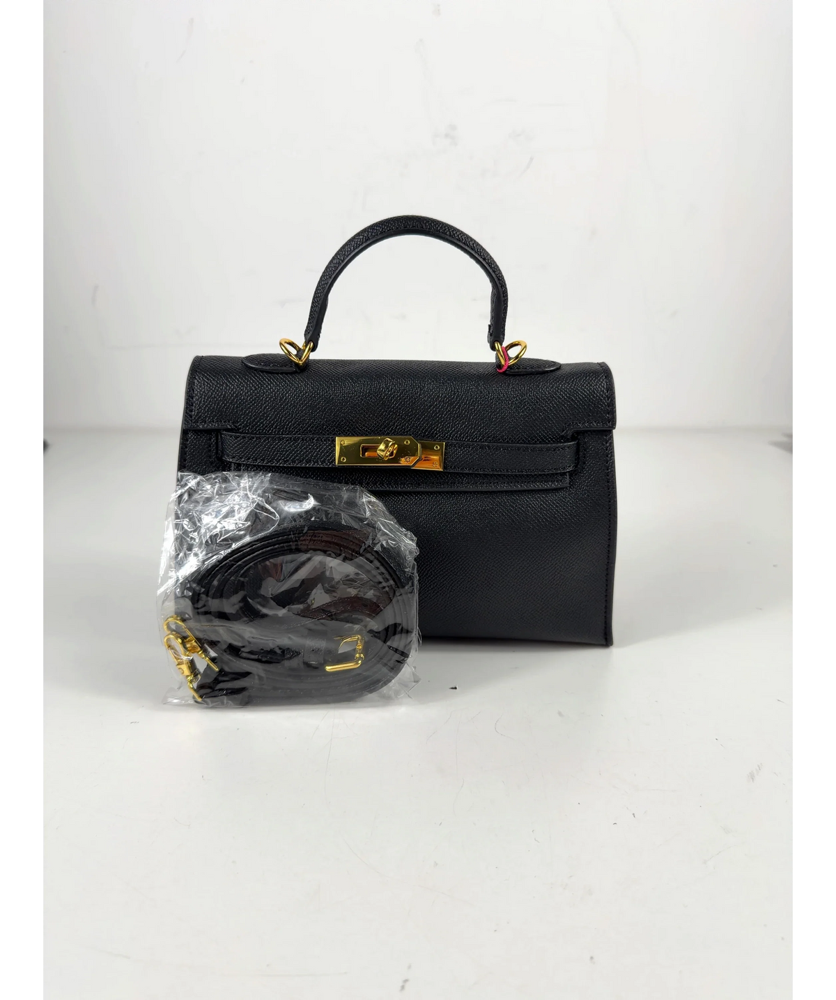 OLIVIA'S SALES Black 'Lluvia' Top Handle Satchel Mini Tote Bag with Turn-Lock Closure — care label