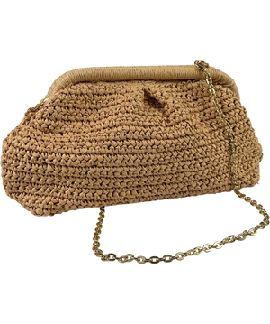 Mango Beige Woven Clutch /  Crossbody Bag