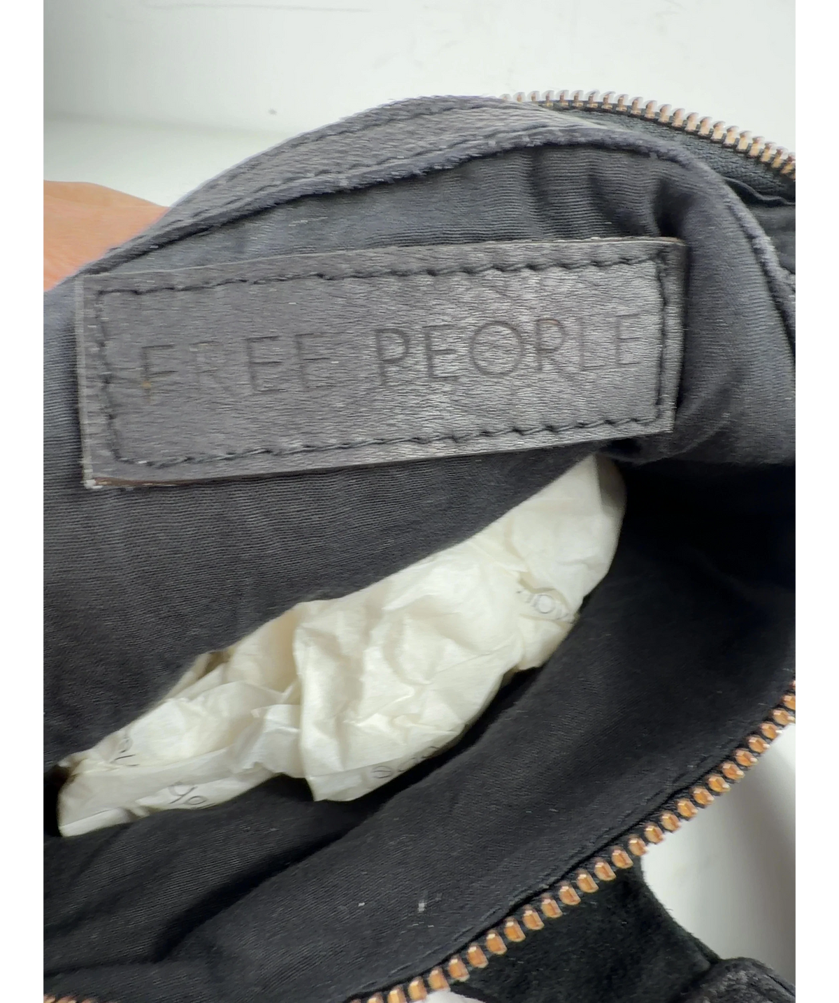 Free People Black Sochi Mini Suede Tote / Shoulder Bag — label