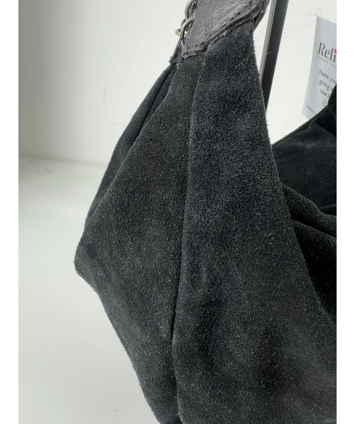 Free People Black Sochi Mini Suede Tote / Shoulder Bag — fabric detail