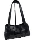 St Agni Black Slim Woven Leather Tote Bag — front