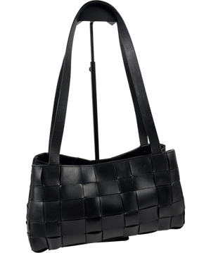 St Agni Slim Woven Leather Tote Bag Black