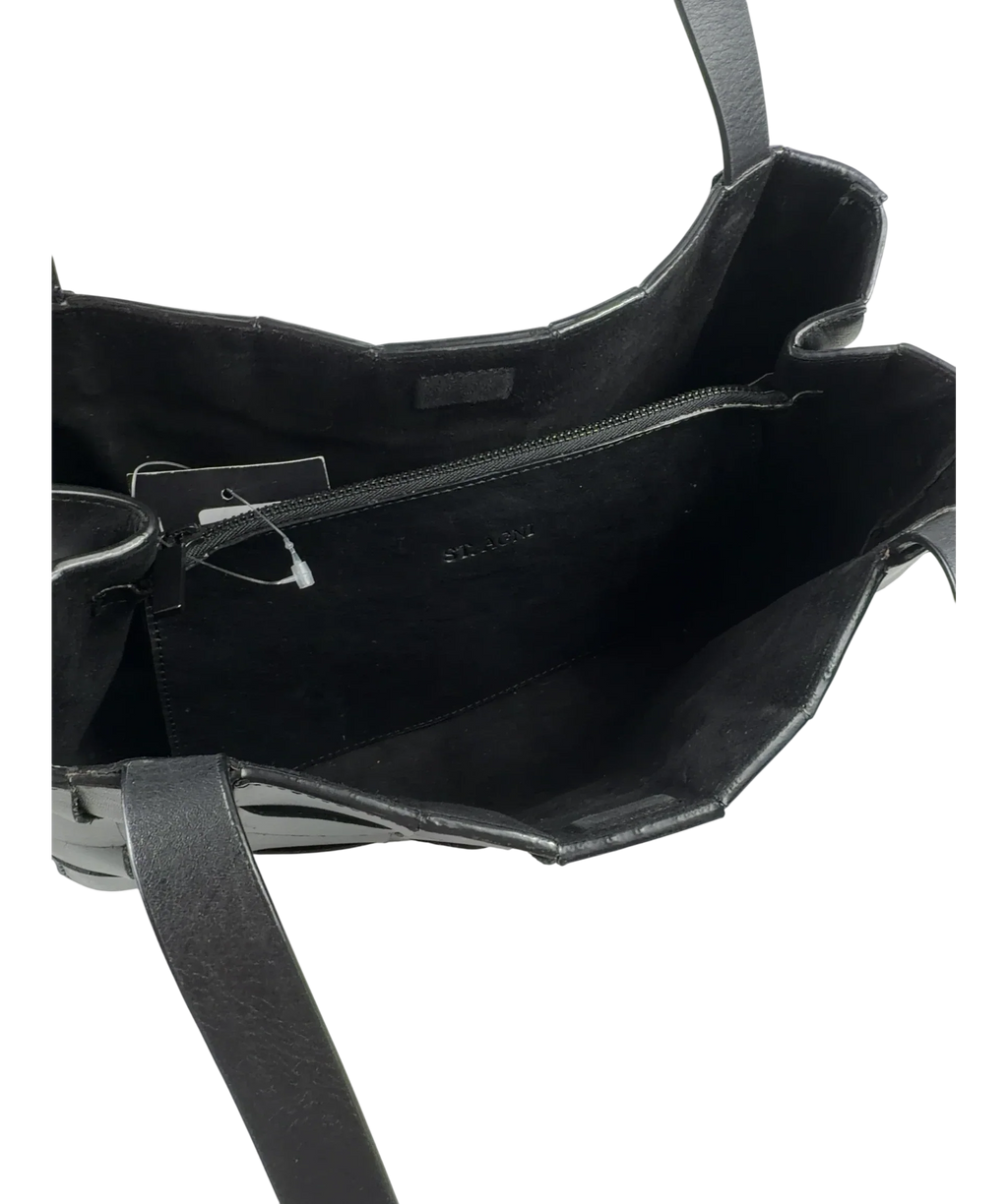 St Agni Black Slim Woven Leather Tote Bag — detail