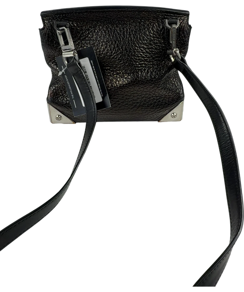 Alexander Wang Black Textured Leather Crossbody / Shoulder Bag with Metal Corner Plates — front
