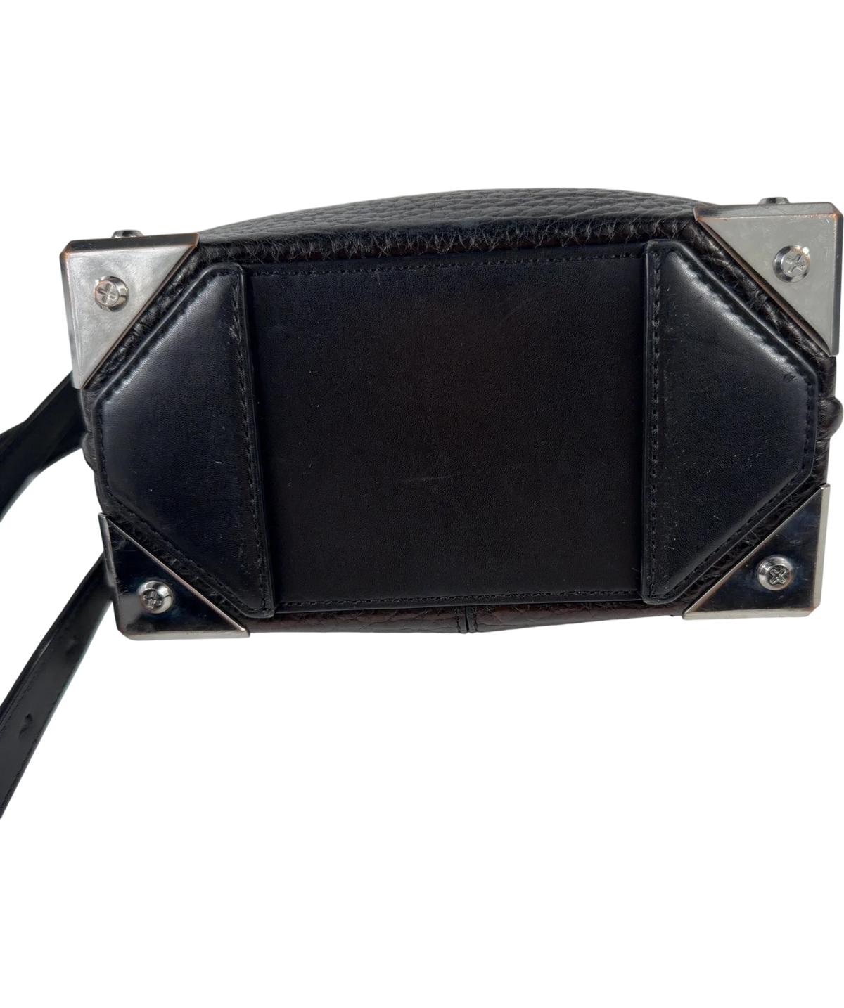 Alexander Wang Black Textured Leather Crossbody / Shoulder Bag with Metal Corner Plates — back