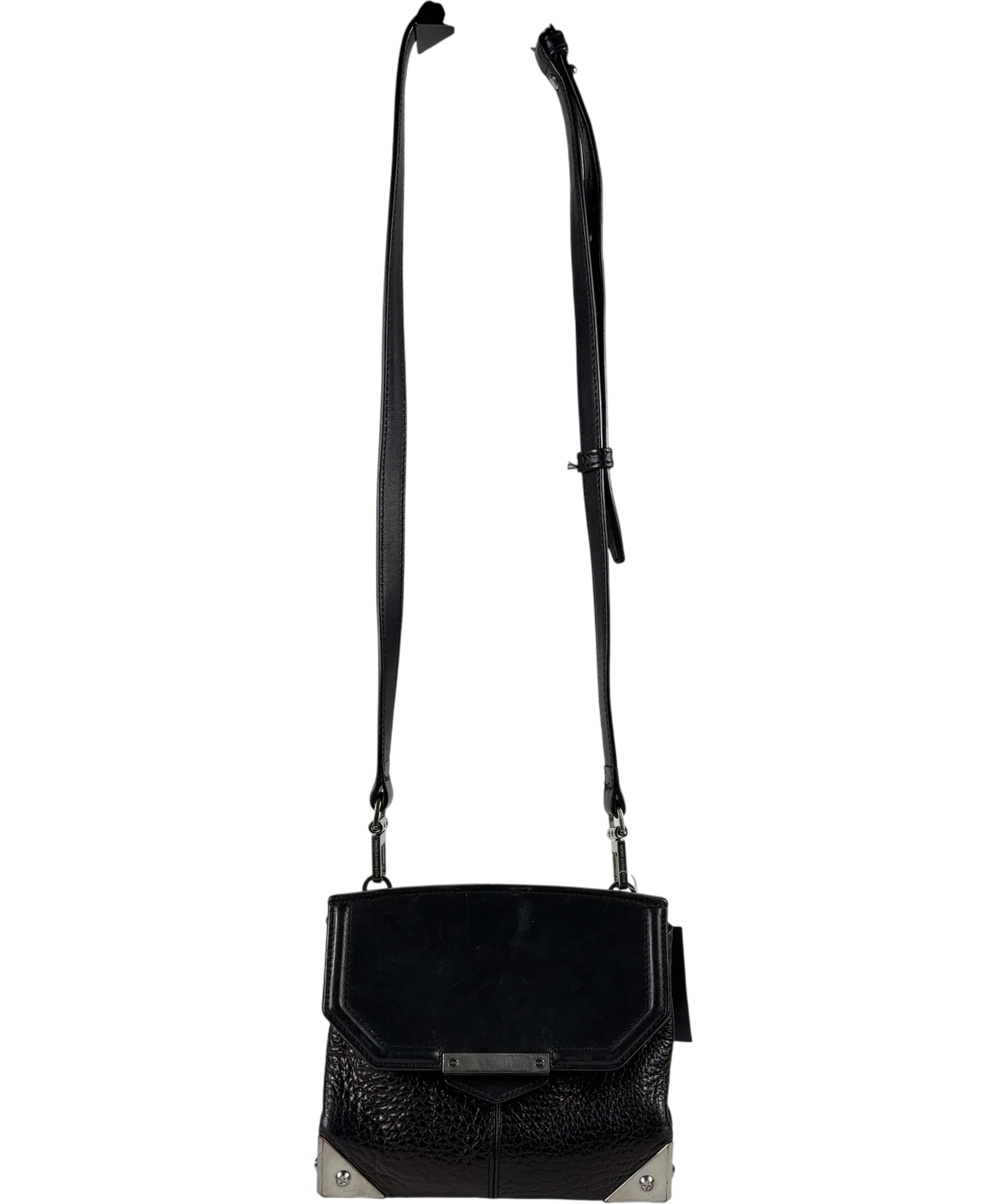 Alexander Wang Black Textured Leather Crossbody / Shoulder Bag with Metal Corner Plates — additional view