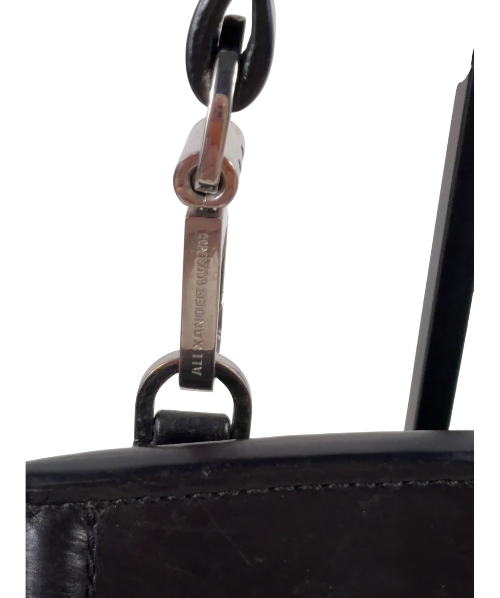 Alexander Wang Black Textured Leather Crossbody / Shoulder Bag with Metal Corner Plates — view 9