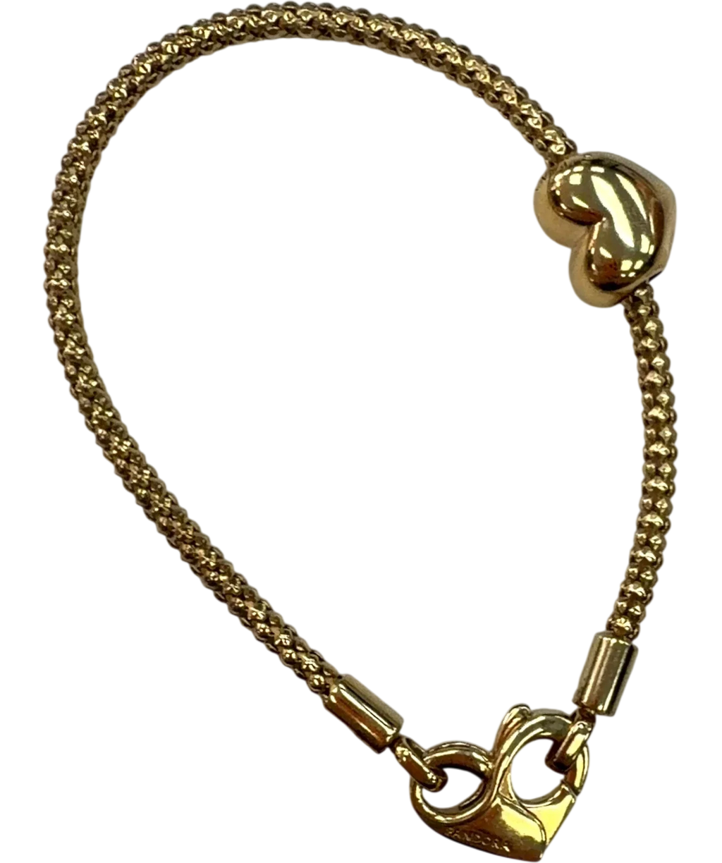Pandora gold Heart Clasp Studded Chain Bracelet — front