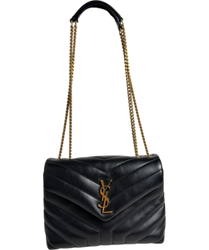 Saint Laurent Black Quilted Leather Loulou Shoulder Bag