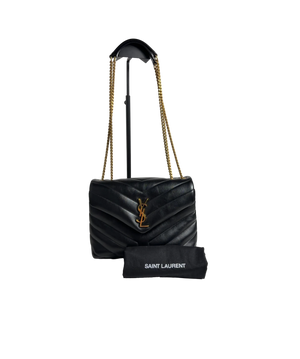 Saint Laurent Black Quilted Leather Loulou Shoulder Bag