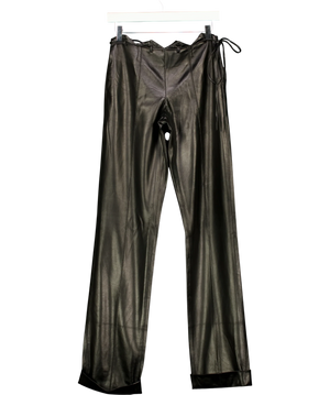 Aya Muse Faux Leather Side-Tie Trousers Black UK XS