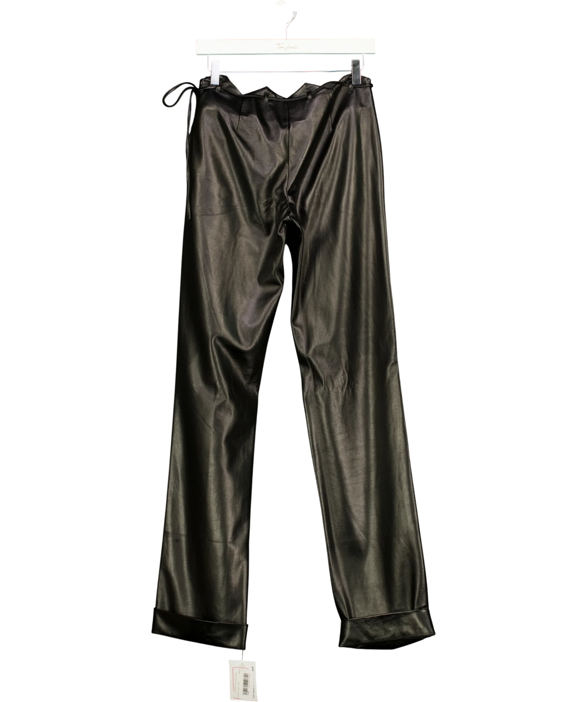 Aya Muse Black faux leather side-tie trousers, size UK XS — back