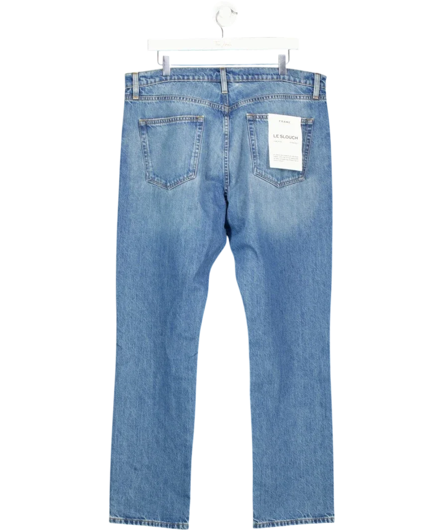 FRAME Blue Le Slouch Mid-Rise Straight Jeans, size UK 32 — back