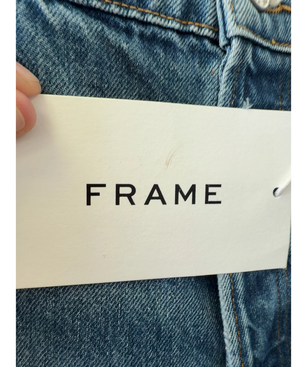 FRAME Blue Le Slouch Mid-Rise Straight Jeans, size UK 32 — detail