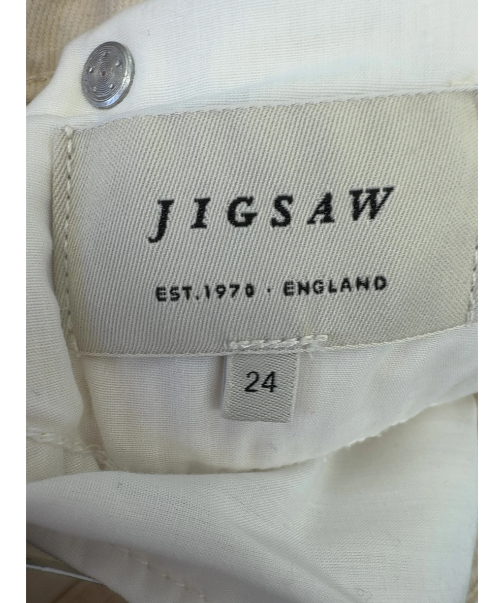 Jigsaw Cream Balfour Long Wide Leg Jean, size W24 — detail