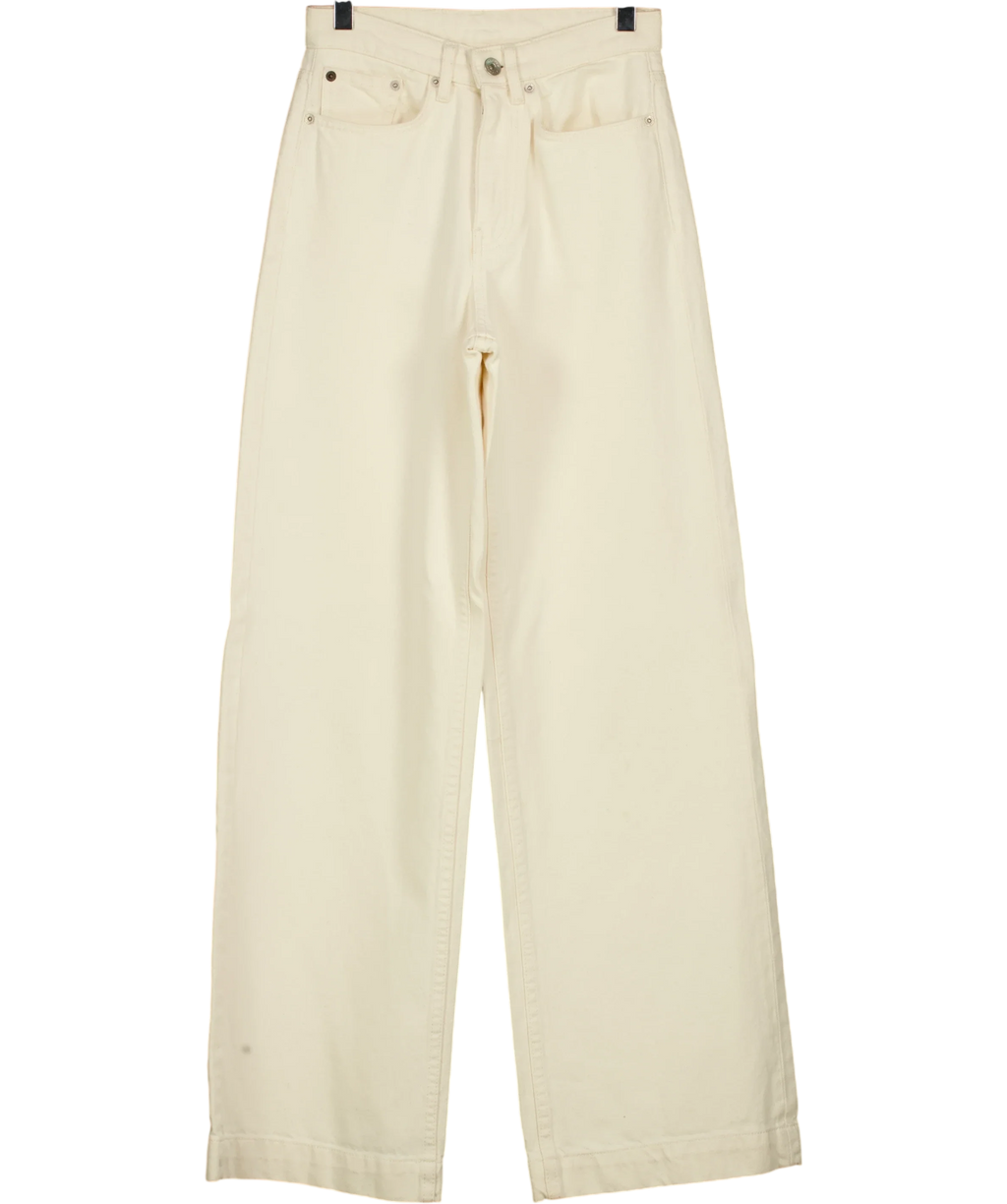 Jigsaw Cream Balfour Long Wide Leg Jean, size W24 — front