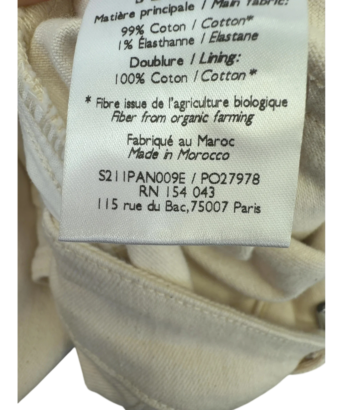 Sézane Cream Colour, size UK 8 — fabric detail