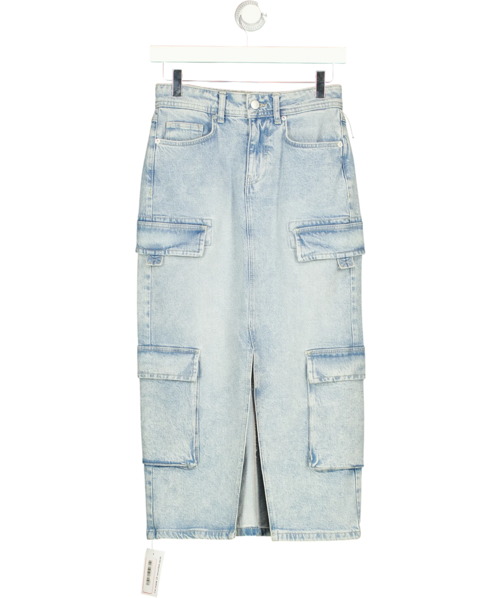 PILCRO light blue Cargo Denim Midi Skirt, size UK XXXS — front